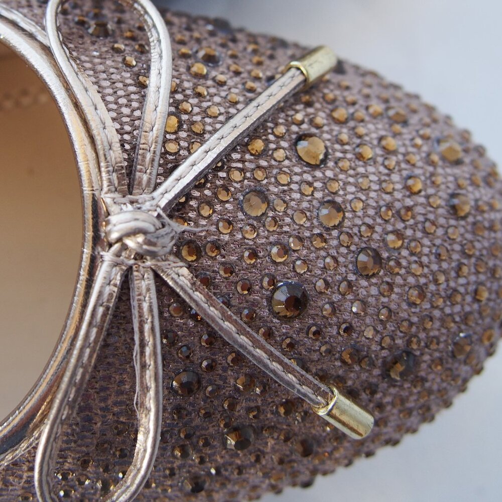 Adrienne Vittadini "Cathi" Embellished Ballet Slip On Gold Flats, Gems Size 8M - Picture 7 of 15